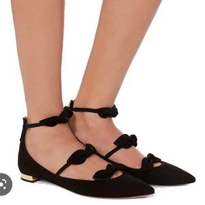 Aquazurra St Tropez black suede flats